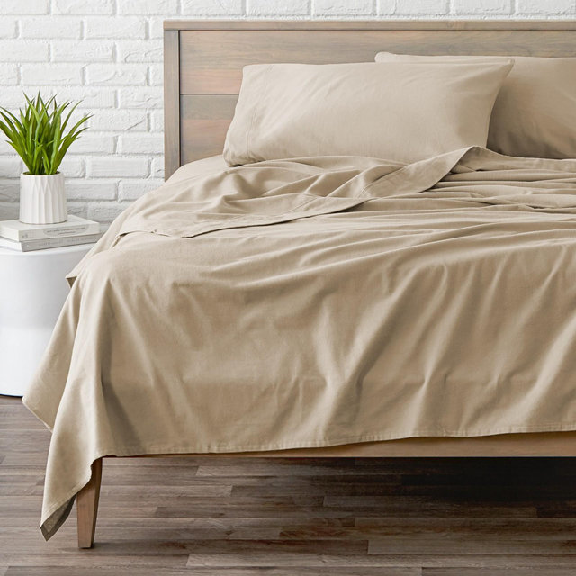 Sand Cotton Flannel California King Sheet Set by Bare Home