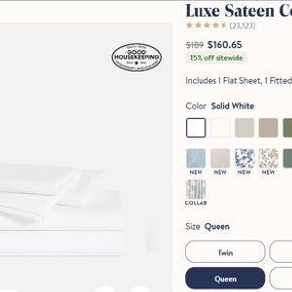 Luxe Sateen Core Sheet Set. Queen Size. Color White