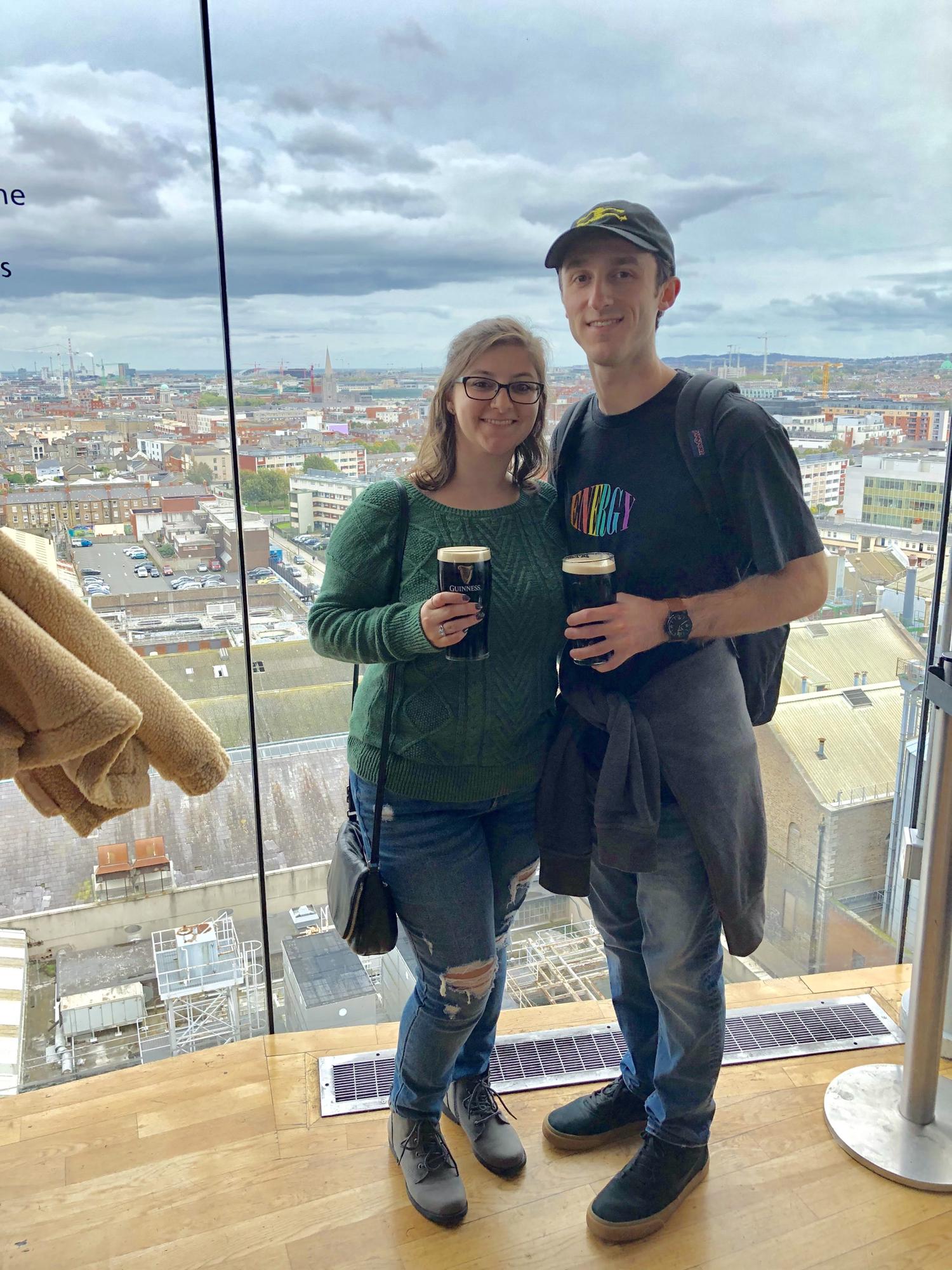 In Dublin at the top of the Guinness Factory. We got to pour our own Guinness (which was more fun than drinking it).