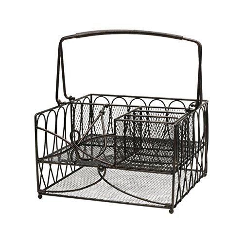 Gourmet Basics by Mikasa 5228875 Loop Picnic Plate Napkin and Flatware Storage Caddy, Large, Antique Black