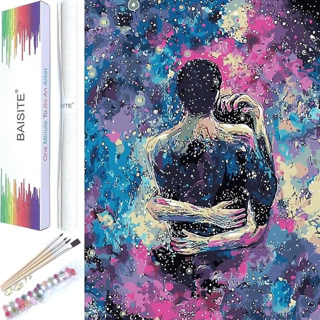 BAISITE Paint by Numbers Kit for Adults Beginners,16" Wx20 L Canvas Pictures Drawing Paintwork with Paintbrushes,Acrylic Pigment-Mount Baker-Cosmic Hug 8217