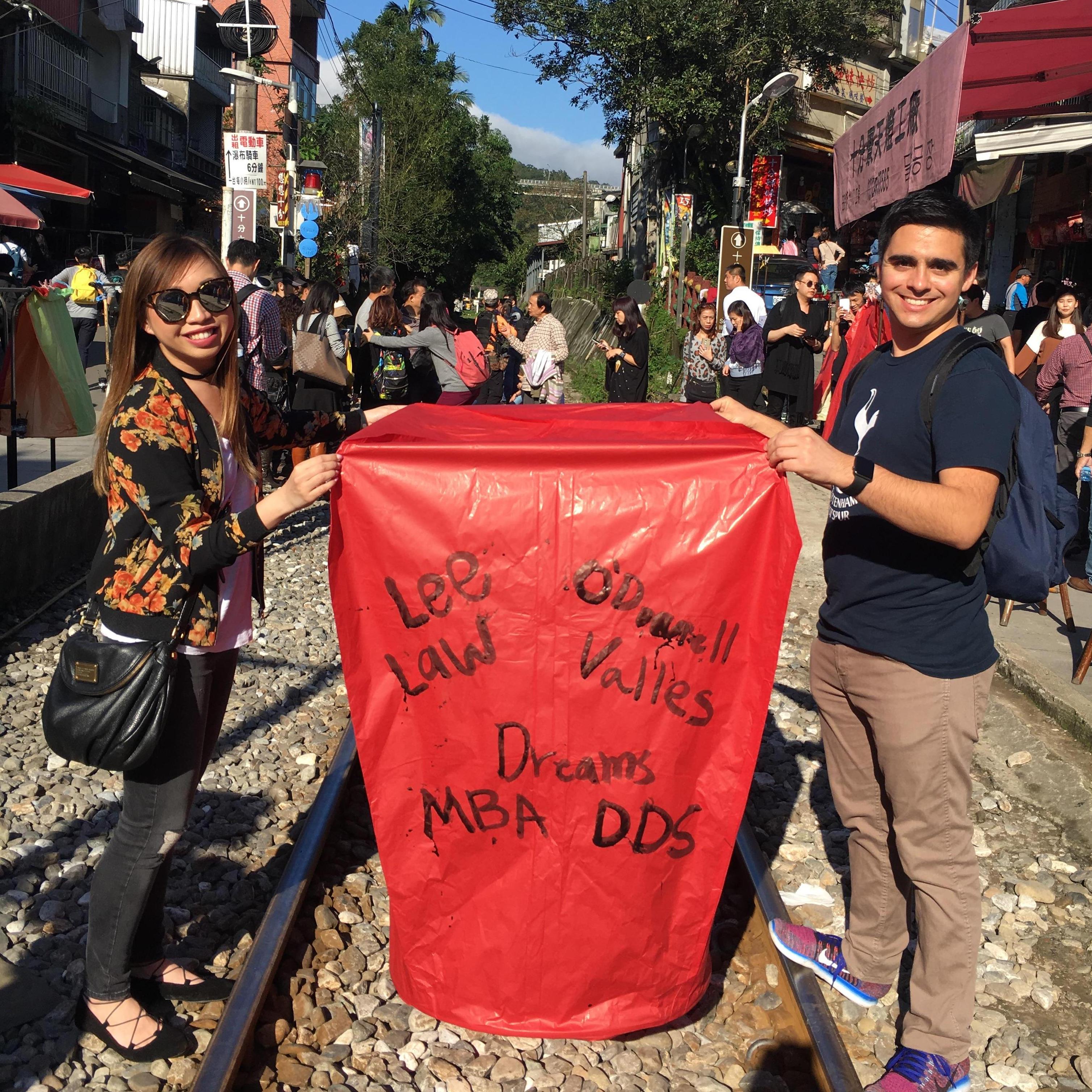 Sending off our lanterns in Taiwan