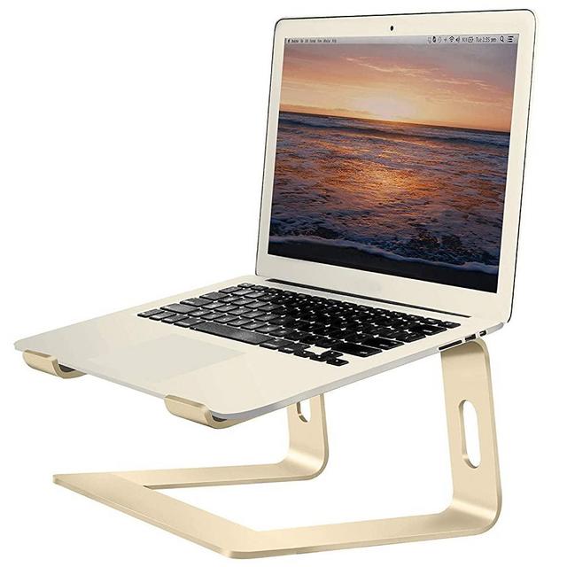 Soundance Laptop Stand, Aluminum Computer Riser, Ergonomic Laptops Elevator for Desk, Metal Holder Compatible with 10 to 15.6 Inches Notebook Computer, Gold