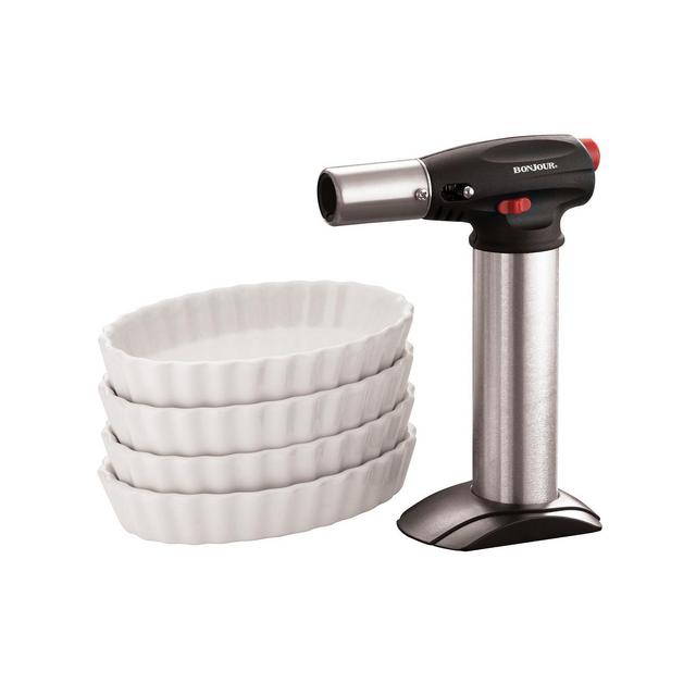 BonJour Chef's Tools 5-Pc. Butane Crème Brûlée Torch and Porcelain Ramekin Set