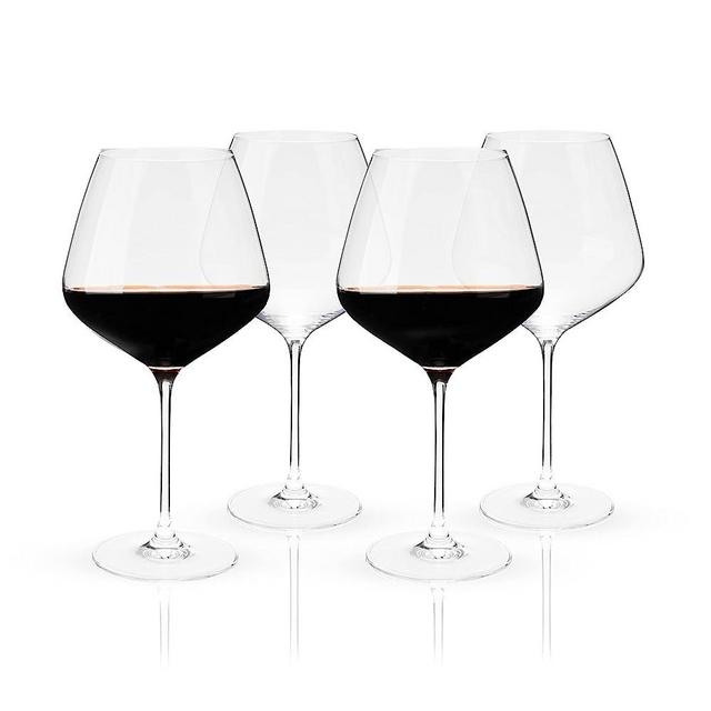 Viski Reserve European Crystal Burgundy Glasses, Crystal Red Wine Glasses, European Made Glassware, Stemmed Wine Glass Set, 31 Oz, Set of 4