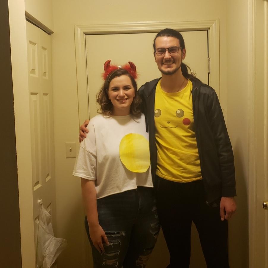 I think... our first photo together. I WAS SUPPOSED TO BE A DEVILED EGG