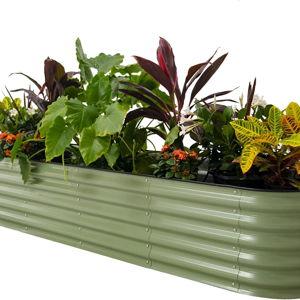 Vego garden Raised Garden Bed Kits, 17" Tall 9 in 1 8ft X 2ft Metal Raised Planter Bed for Vegetables Flowers Ground Planter Box-Olive Green