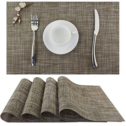 Bright Dream Placemats Washable Easy Clean for Dining Table Heat-resistand PVC Table Mats 12x18 inches Set of 4（Camel）