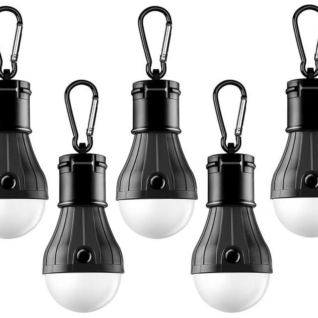 FLY2SKY Tent Lamp Portable LED Tent Lights 5 Packs Hook Hurricane Emergency Lights LED Camping Light Bulb Camping Tent Lantern Bulb Camping Equipment for Camping Hiking Backpacking Fishing Outage