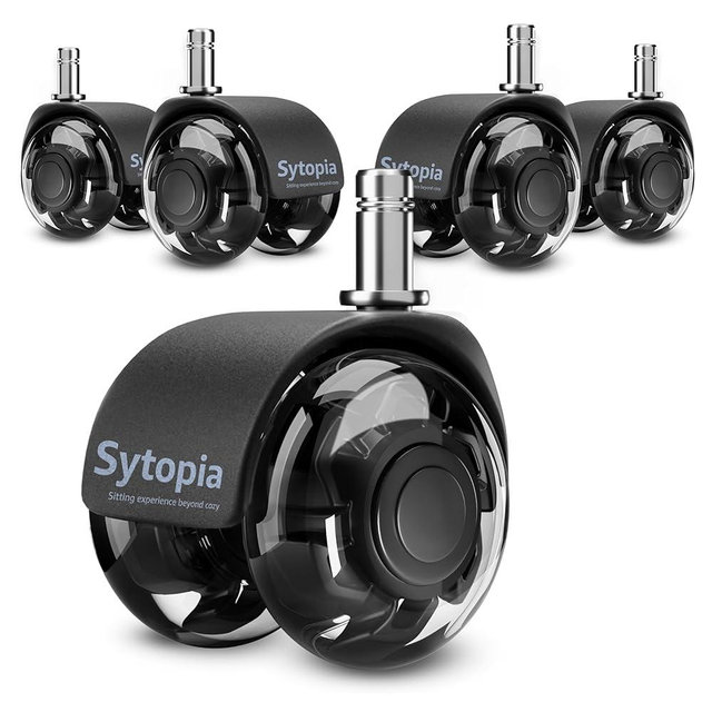 Office Chair Wheels 2" Desk Chair Caster Wheels Smooth Roller Style Quiet for Carpet and Hardwood Floors Universal Fit 11x22 mm Set of 5 Black