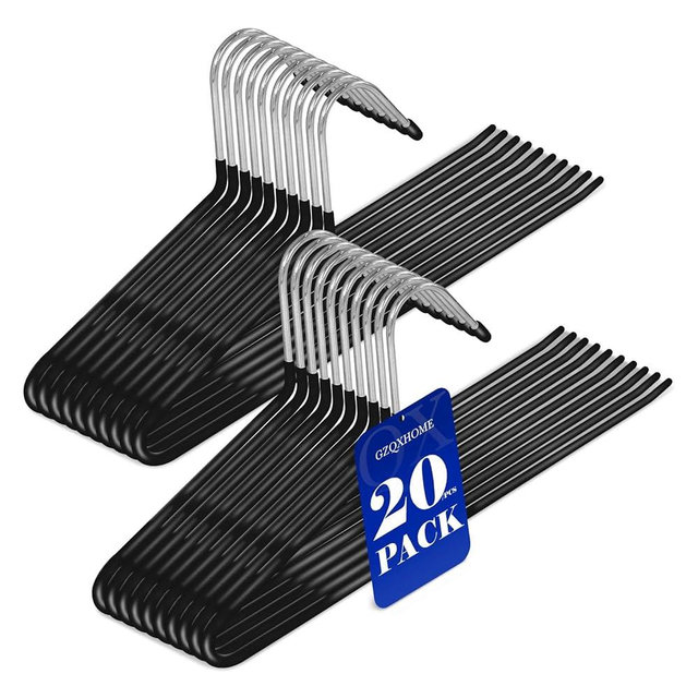 GZQXHOME 20 Pack Open Ended Pants Hangers with Non Slip Design,Suitable for Trousers,Jeans,Towels for Closet Space Saving,Durable Metal Material with Rubber Coating (Black)