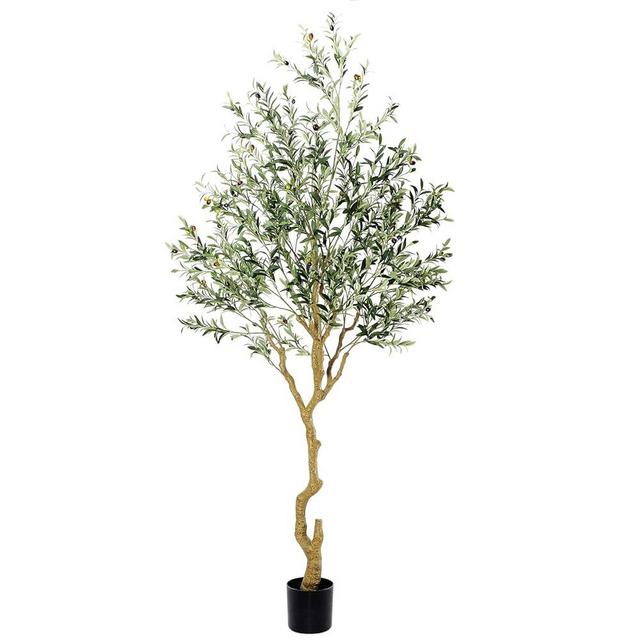Nafresh Tall Faux Olive Tree，8ft（96in） Realistic Potted Silk Artificial Olive Tree， Fake Olive Trees Indoor with Green Leaves and Big Fruits for Home Office Living Room Stairs Patio Decor.