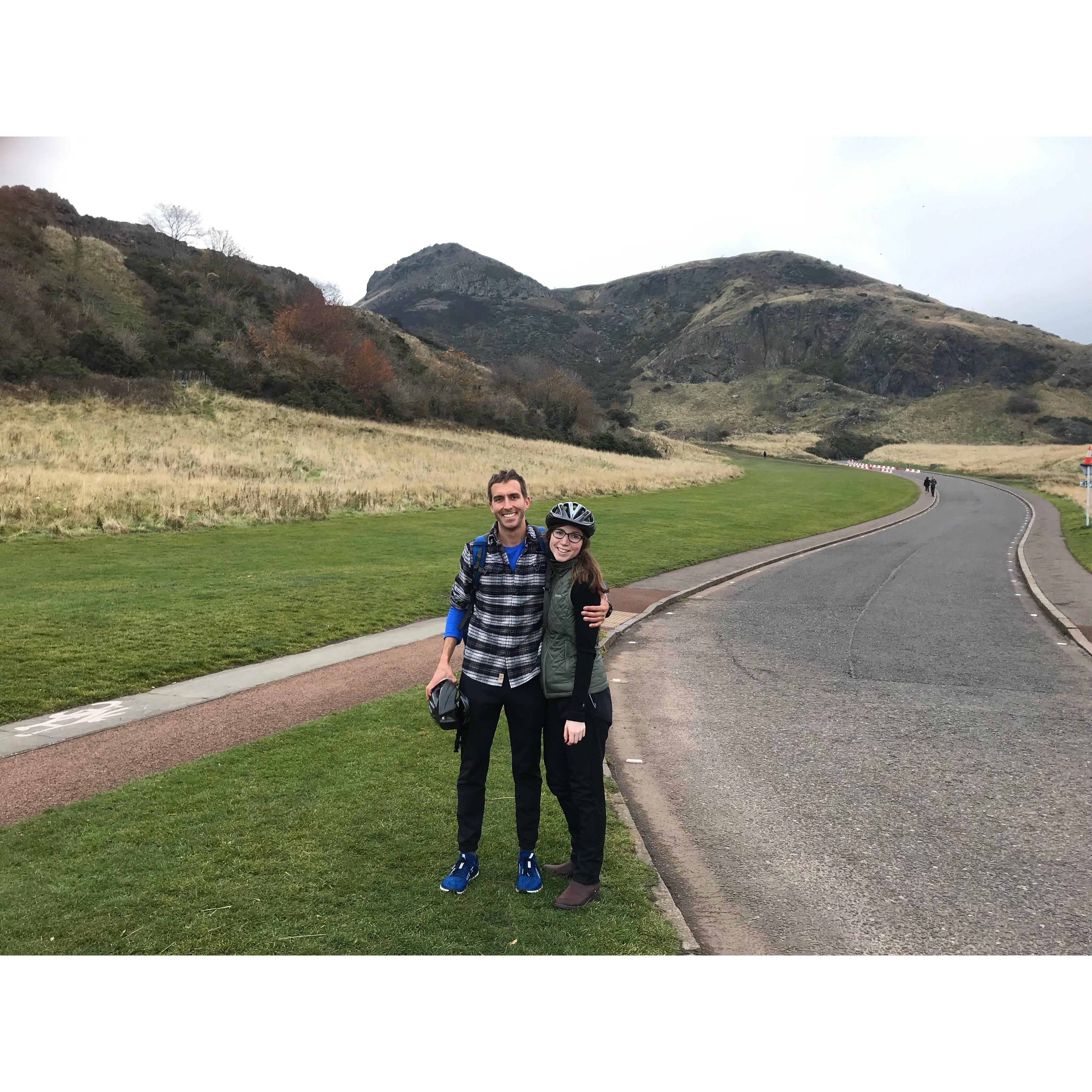 A biking tour in Edinburgh, Scotland in November 2018.