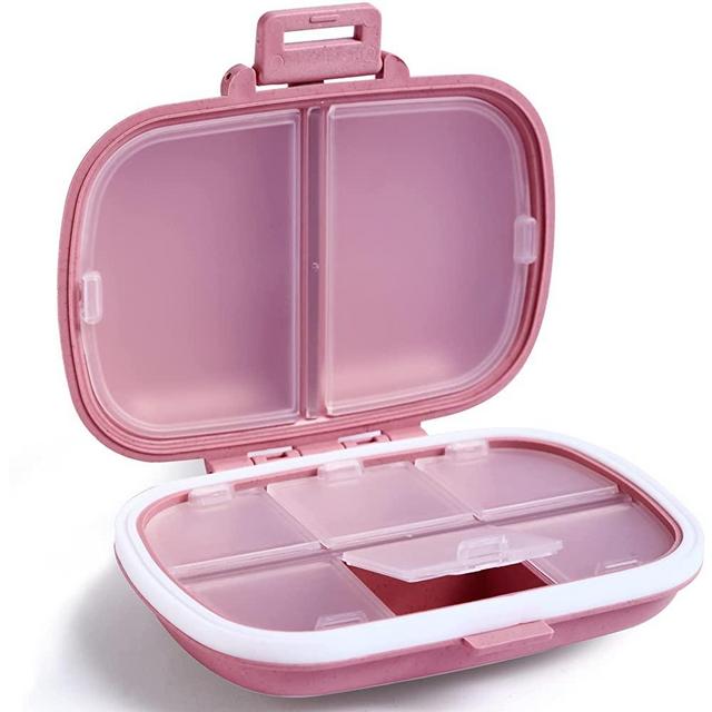Daily Pill Organizer, 8 Compartments Portable Pill Case, Pill Box to Hold Vitamins, Cod Liver Oil