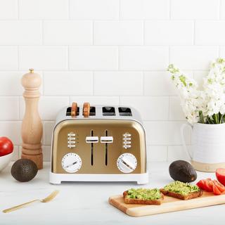 Gold & White Classic 4-Slice Toaster
