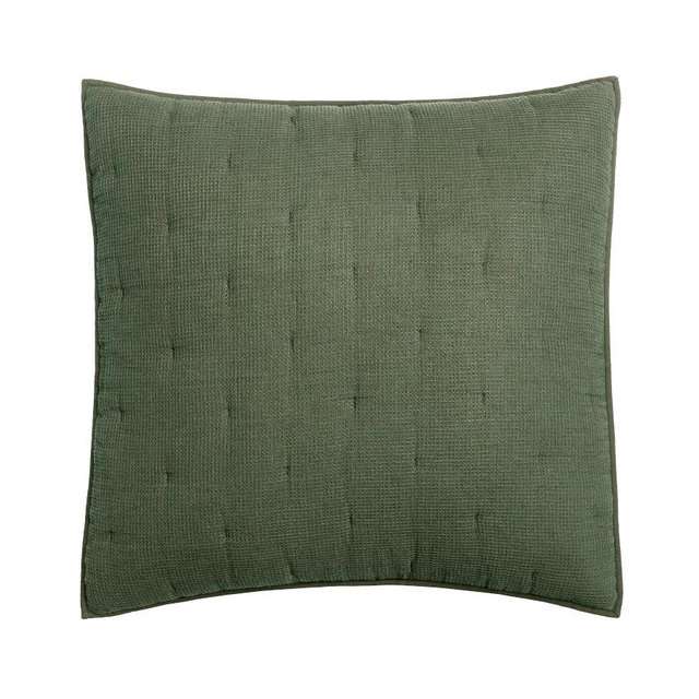 European Flax Linen Waffle Quilted Sham, Cypress, Euro, Set of 2
