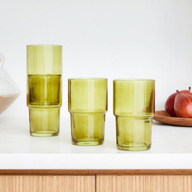 Essential Stacking Glassware, Green, Set of 4