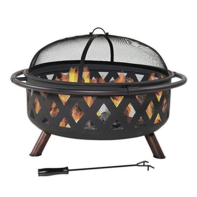 Sunnydaze Decor Large Crossweave Wood-Burning Fire Pit in Black