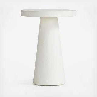 Willy White Plaster Pedestal Side Table