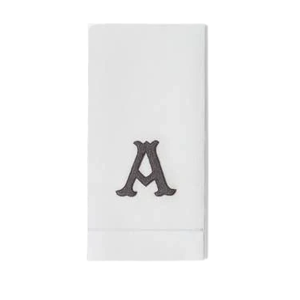 Monogram 'A' Nouveau Hand Towel in Gray on White