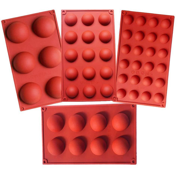 Semicircle Silicone Mold,Shxmlf Half Sphere Chocolate, Candy and Gummy Mold Teacake Bakeware Set for Cake Decoration Mousse Dome Jelly Ice Cream Bombe Cupcake Baking Mold, Assorted Size,Set of 4