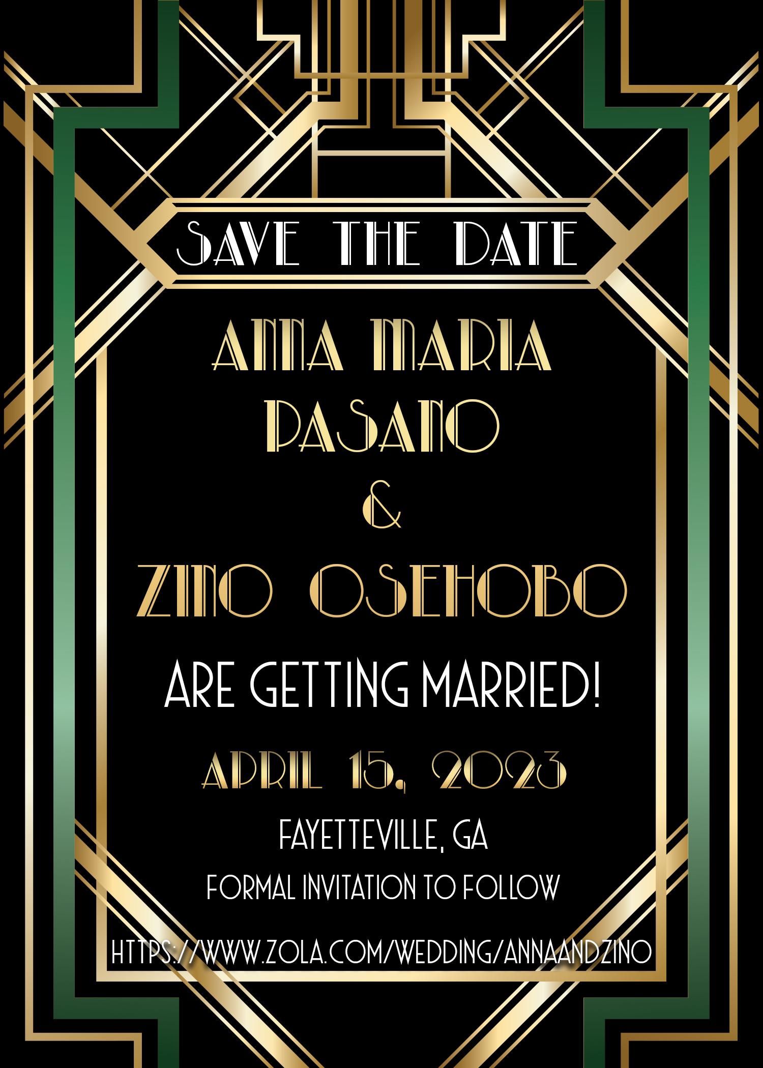 The Wedding Website of Anna Pasano and Zino Osehobo