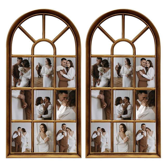 J.M.Deco 2 Pack - Collage Picture Frames for Wall Hold 9 Psc 4 x 6 Photos, 9 Opening Collage Photo Frame Gallery Wall Hanging - Vintage Brown