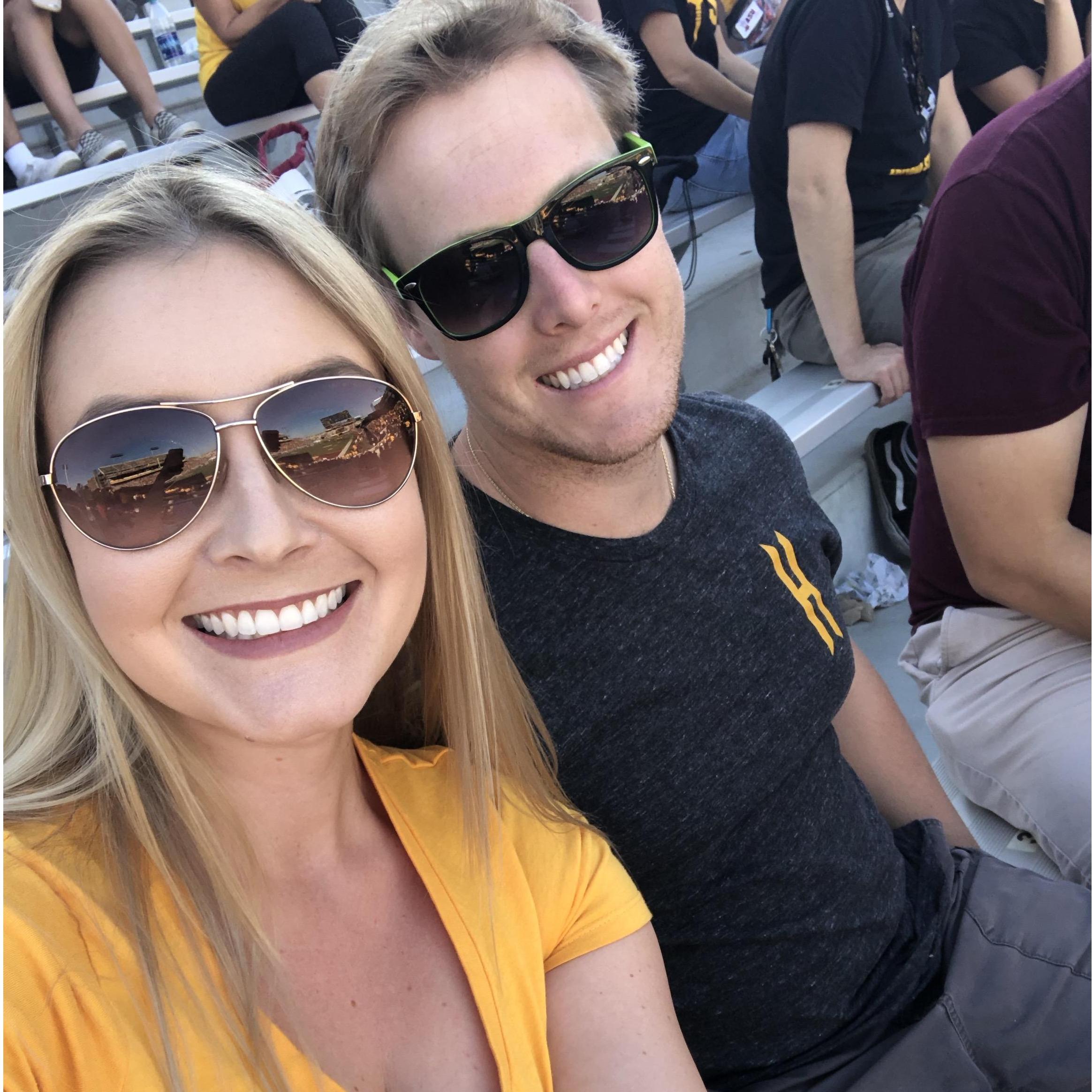 Cheering on Becca's ASU Sun Devils fall 2018