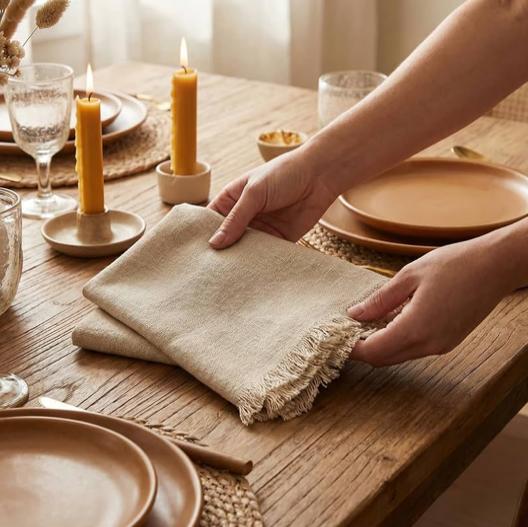 Natural Cotton Linen Napkin Set of 12