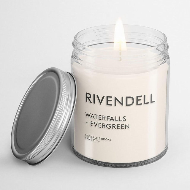 RIVENDELL Book Lovers' Soy Candle, Book Scented Candle, Vegan + Cruelty-Free + Phthalate-Free