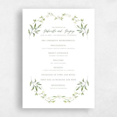 Multi-Colored Wedding Program - Verdure
