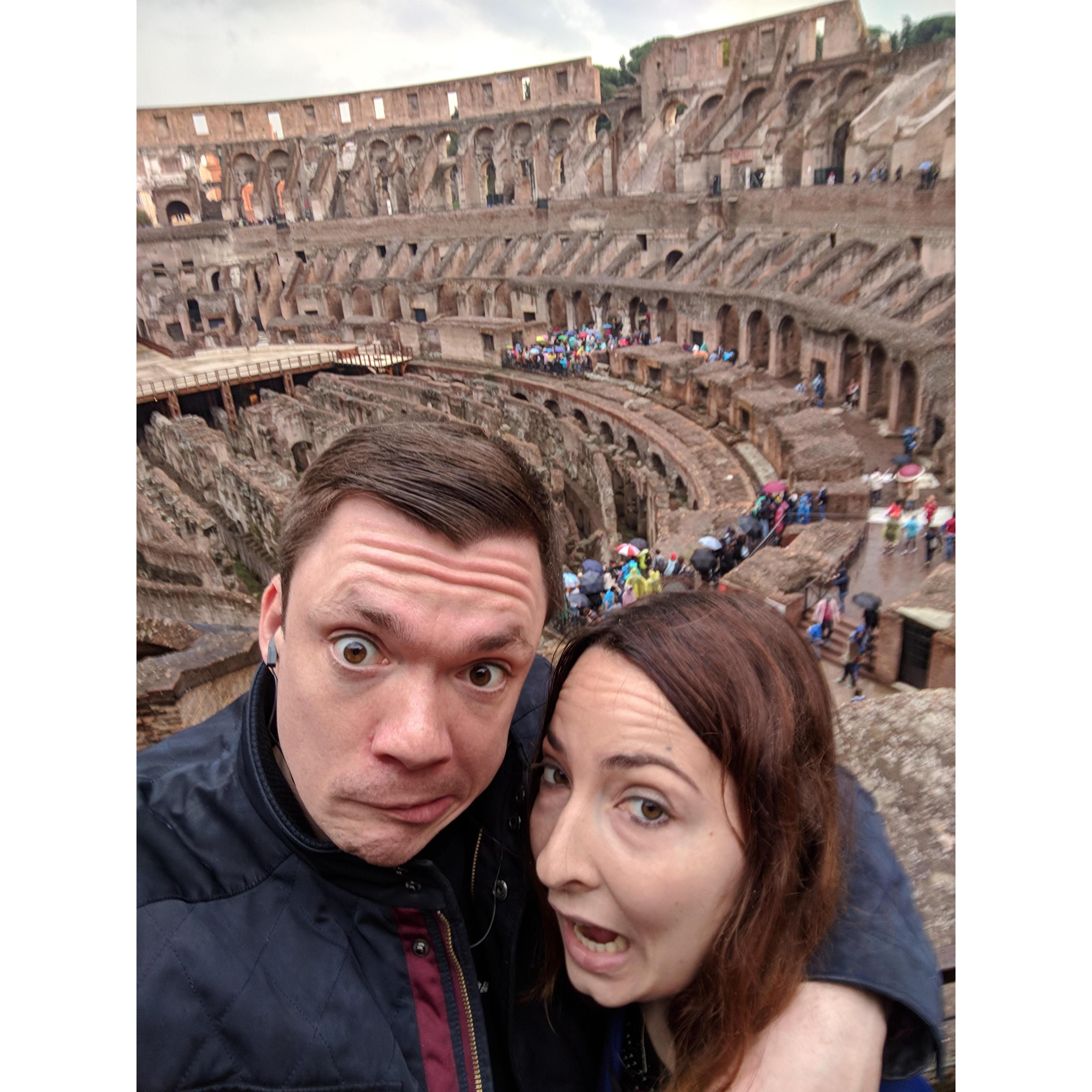 Scared to be eaten by nasty lyons in the Colosseum at Rome 🦁!