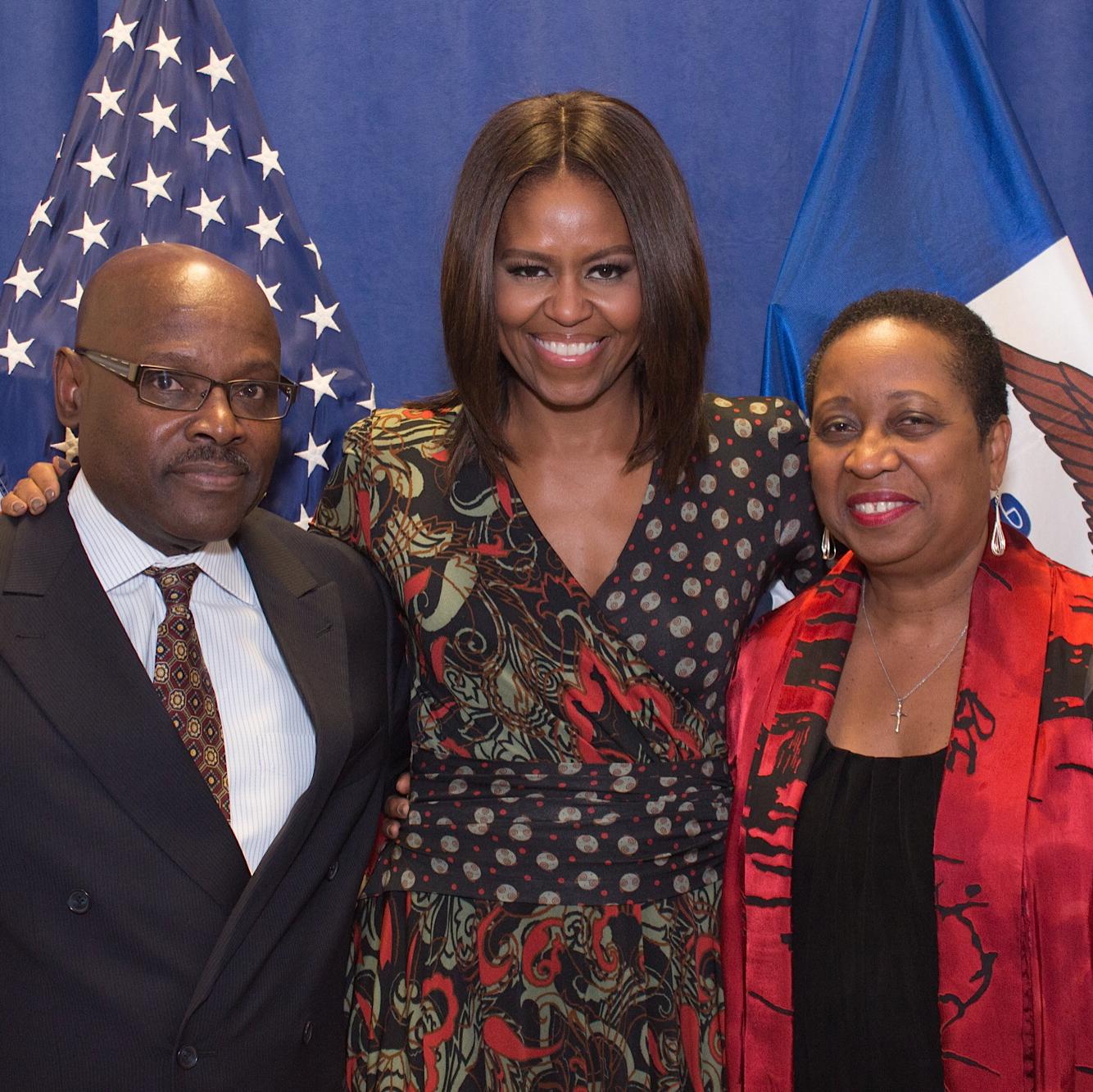 Stephen and Deneese meet Michelle Obama when she visited Drake University.