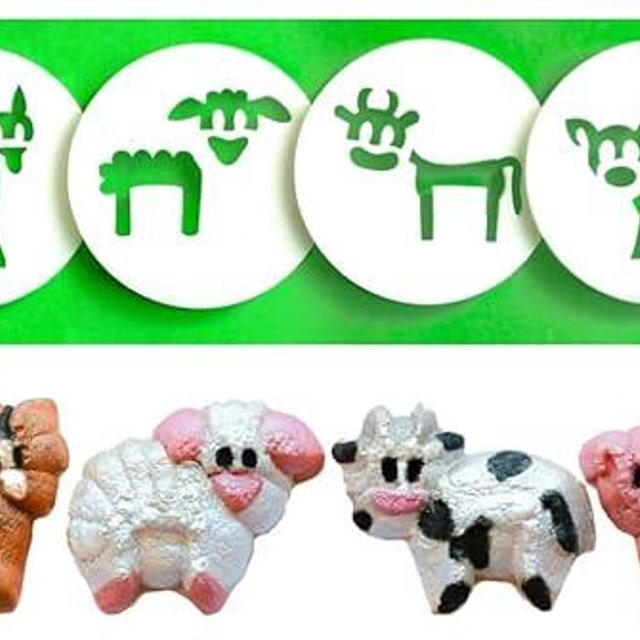 Impress Cookie Press Disks – Farm Set of 8, Food Safe Plastic Shapes with Cow, Barn, Tractor, Pig, Chicken, & More, Fits Many Manual Models - See Disk Sizing Image to ensure fit with your press