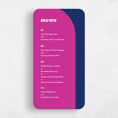 Pink Rounded Wedding Menu - Peoria