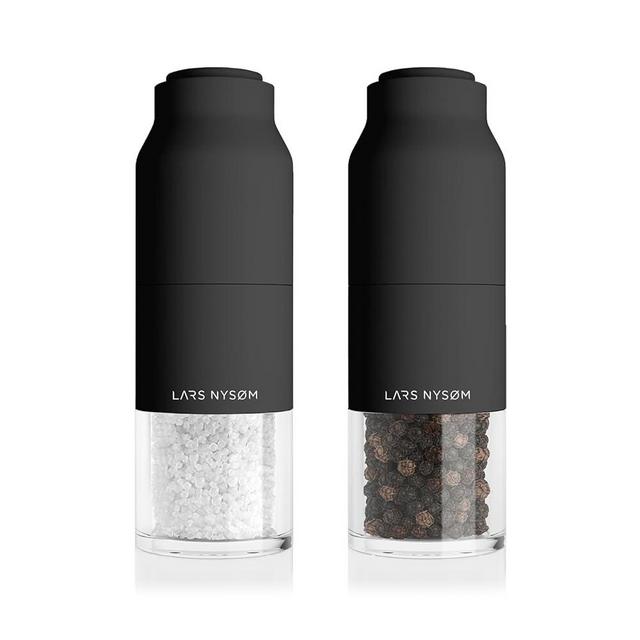 LARS NYSØM Stainless Steel Salt and Pepper Mill Set with Adjustable Ceramic Grinder I Manual Spice Mill Set (Onyx Black)