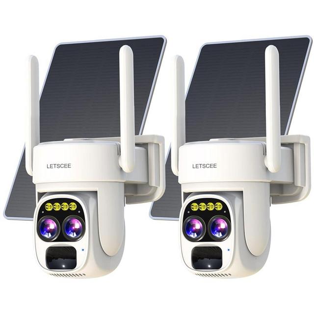 LETSCEE Cameras for Home Security Wireless Outdoor Solar,Alexa Security Camera Outside,360 PTZ Outside WiFi Camera Dual Lens 10x Zoom,Night Vision,2K,Water Proof, No Month Fee