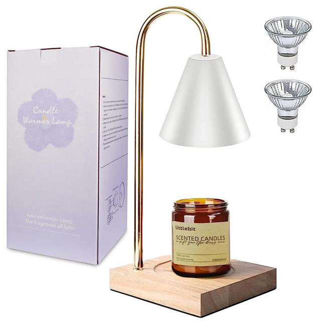 LYS Ornament Candle Warmer Lamp,Dimmable Candle Lamp,Electric Candle Warmer,Compatible with Small and Large Candles,2 Bulbs Included. (White)