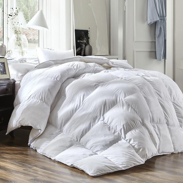 Luxury Queen Size White Goose Down Feather Comforter Duvet Insert 600 Thread Count Hypoallergenic 100% Cotton 600FP,Cozy Down Duvet with 8 Corner Tabs.All Seasons Down Comforter.