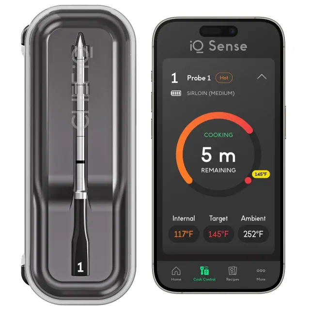 iQ Sense by CHEF iQ Smart Wireless Meat Thermometer, WiFi Unlimited Range, 5 Sensors, Ultra-Thin Probes