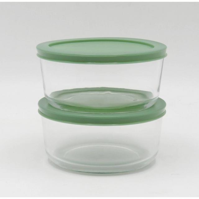 4 Cup 2pk Round Glass Food Storage Container Set Light Green - Room Essentials™