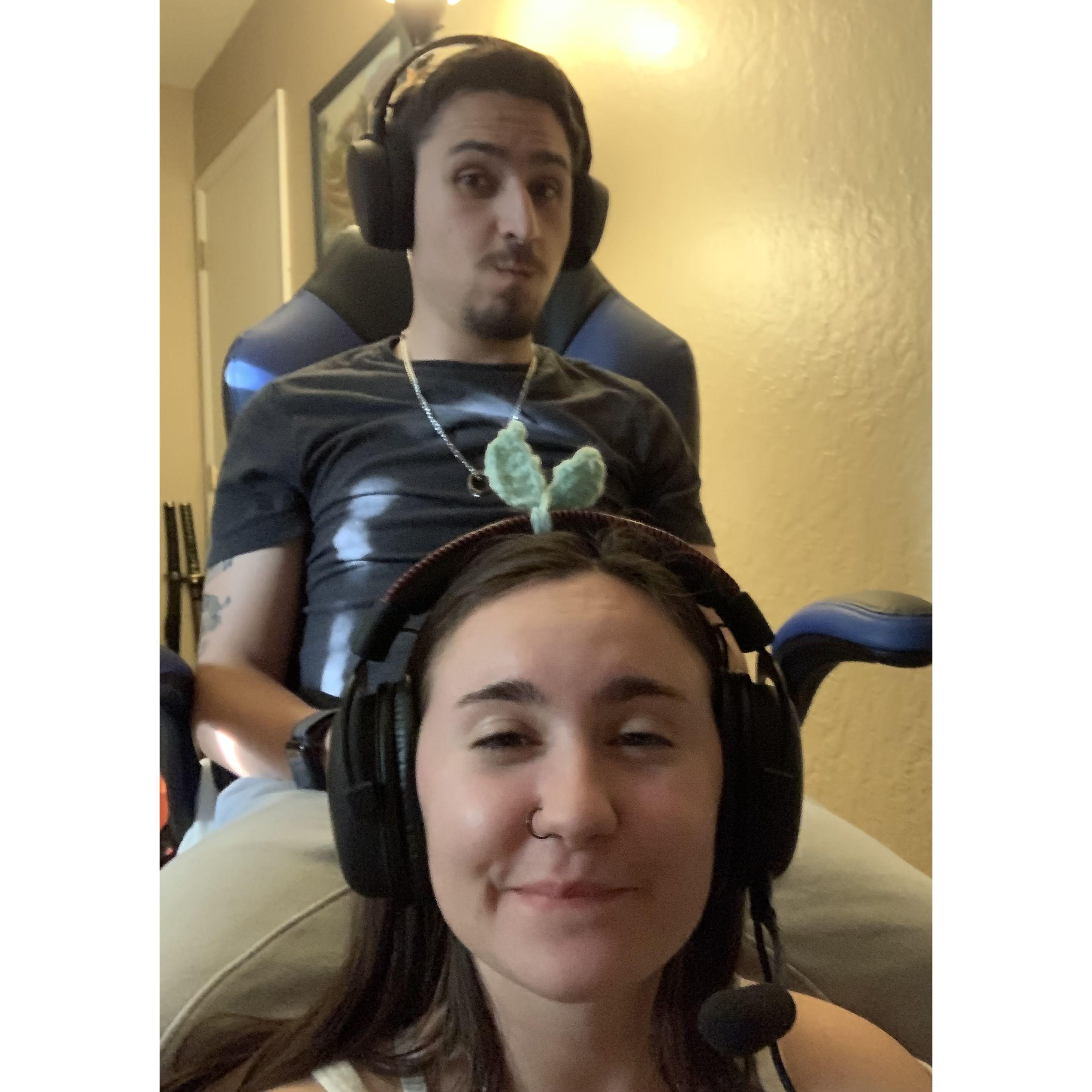 Val attempting to play video games