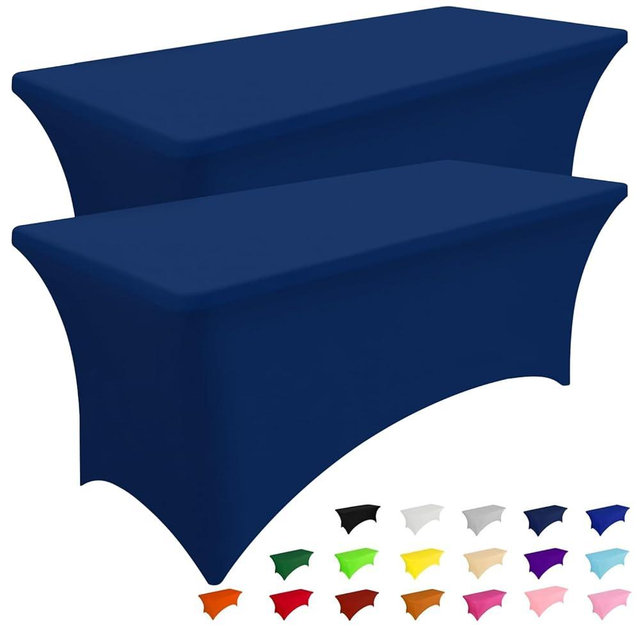 Smiry 2 Pack Spandex Table Cloth 6FT, Elastic Fitted Stretch Tablecloths for Rectangle Tables, Washable Table Cover for Outdoor, Wedding, Banquet & Parties (Navy, 72Lx30Wx30H Inch)