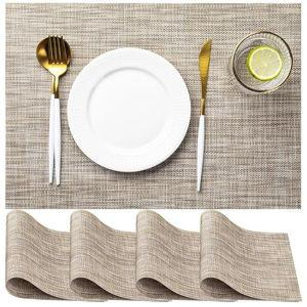 Woven Placemats, Wipeable, Set of 4 - Caramel