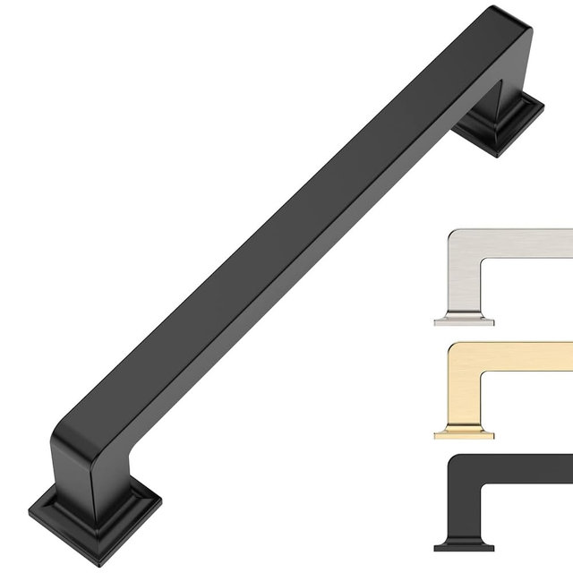9BUILD 6 Pack 5 Inch Matte Black Cabinet Pulls - Kitchen Cabinet Hardware - Drawer Pulls