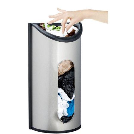 Estilo Wall Mount Bag Saver, Holder, and Dispenser, Brushed Stainless Steel