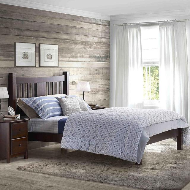Grain Wood Furniture Shaker Solid Wood Slat Platform Bed, King Size, Cherry