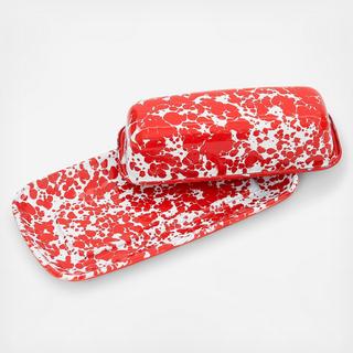 Splatter Enamelware Covered Butter Dish