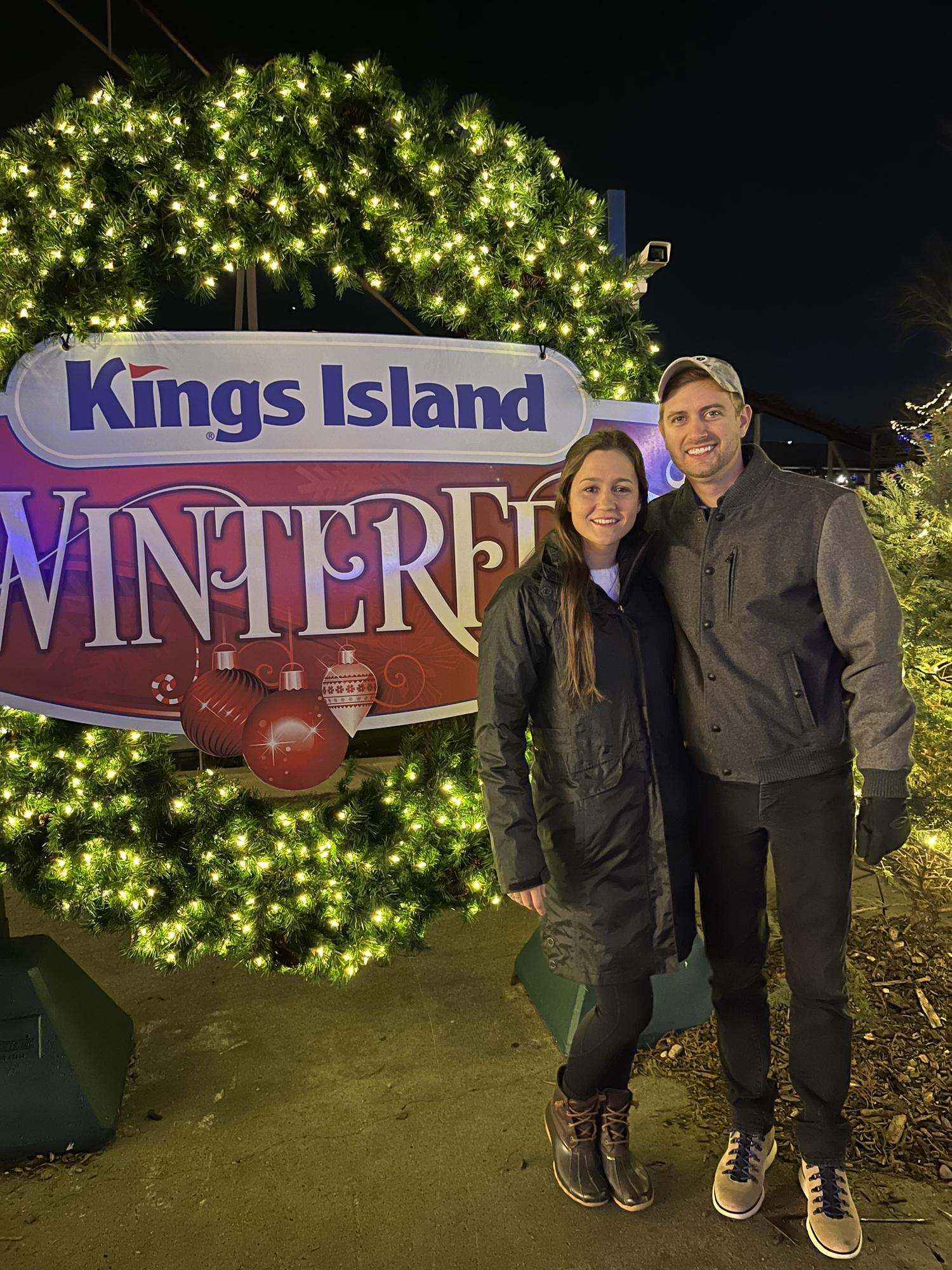 Kings Island WinterFest December 2022 (same spot we got engaged last year)