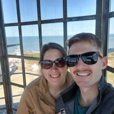 Checking out a lighthouse on Little Creek in Norfolk.